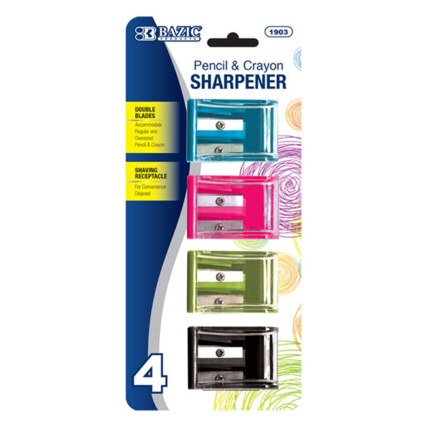 Dual Blade Pencil Sharpener with Rceeptacle Assorted Colors