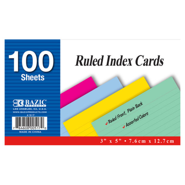 Ruled Index Card Colored